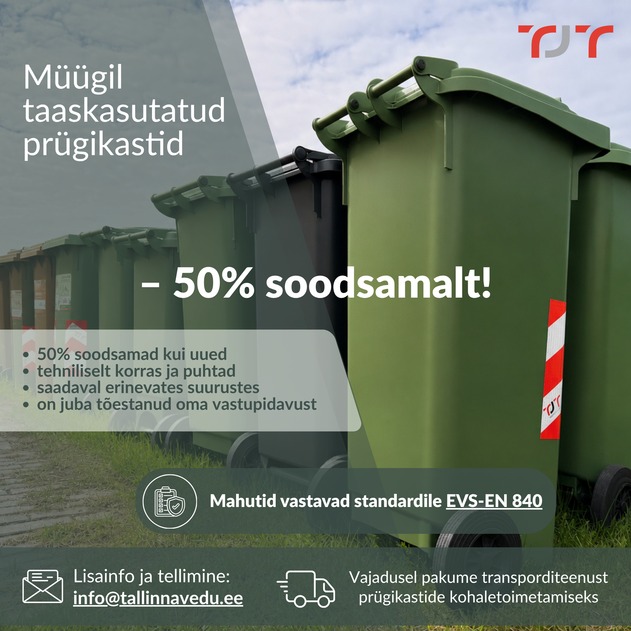 Müügil kasutatud prügikastid 50% soodsamalt